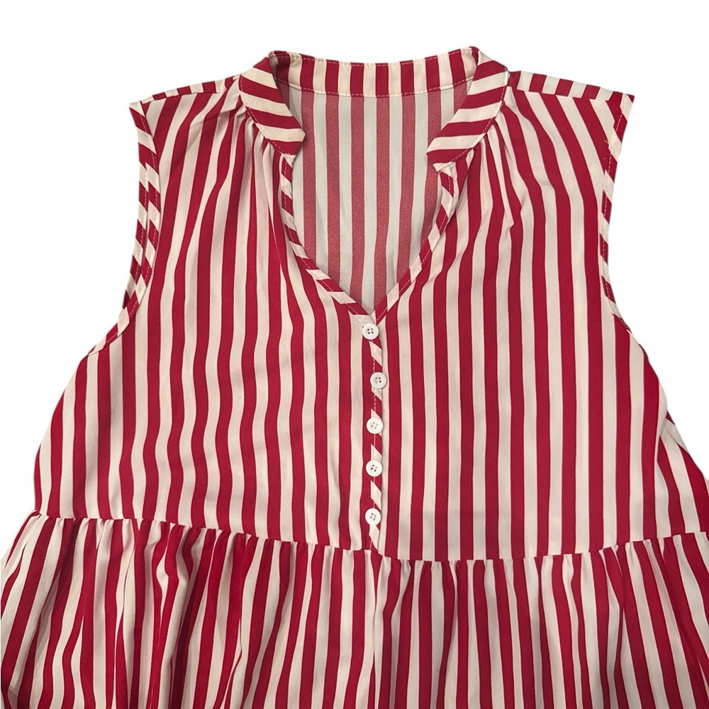 Red and White Striped Maxi Dress - Picture 2 of 7